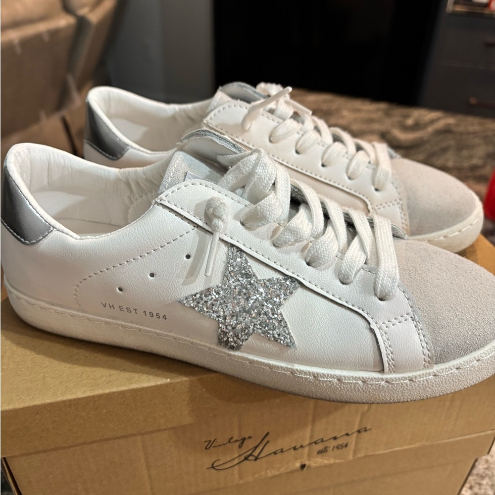 Vintage Havana White and Silver Sneakers